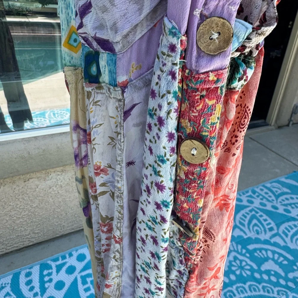 Sacred Threads Patchwork Overalls Jumper with Pockets - Picture 6 of 6